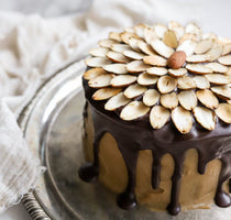 Chocolate Cake With Cashew Coffee Icing & Almonds