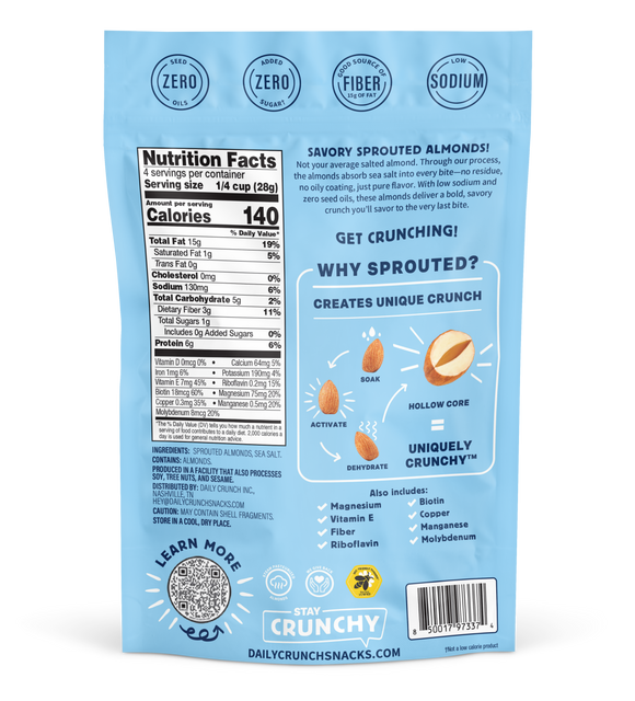 Daily Crunch Sea Salt Sprouted Almonds - Daily Crunch