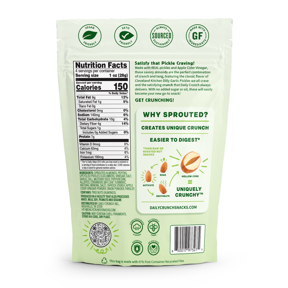 Daily Crunch Dill Pickle Sprouted Almonds - Daily Crunch