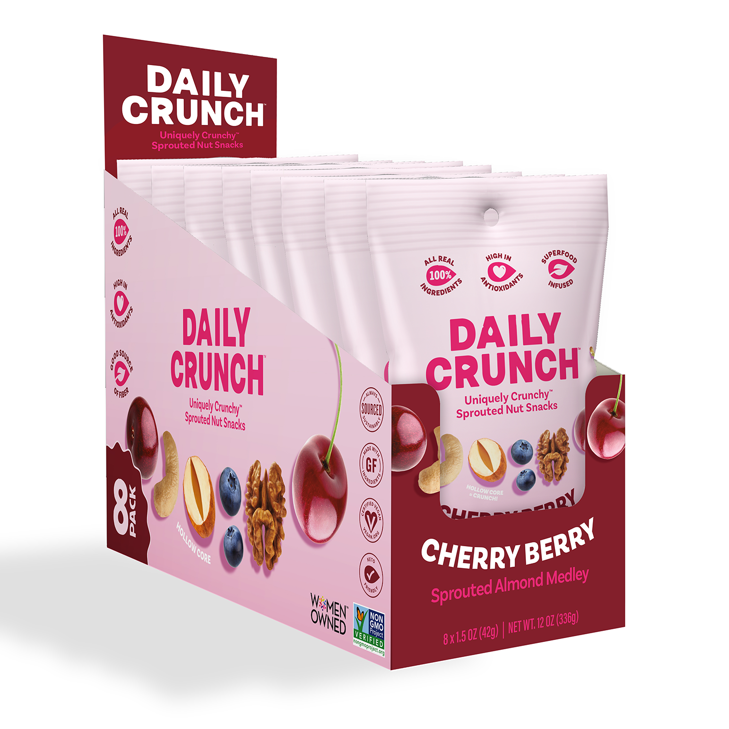 Daily Crunch MINI CHERRY BERRY NUT MEDLEY (12 Bags) - Daily Crunch
